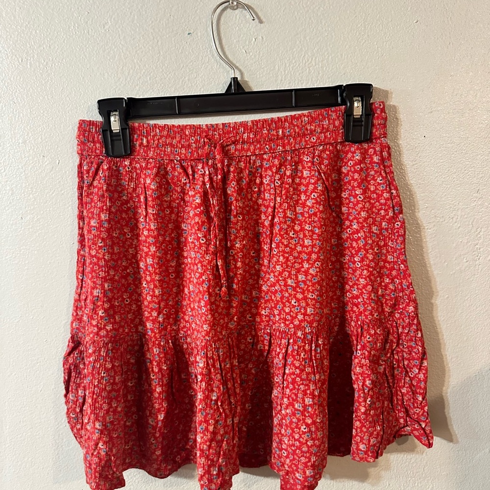American Eagle Outfitters Red Floral Mini Skirt